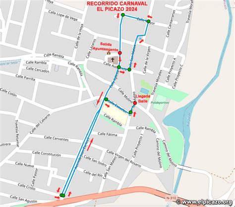 Mapa del recorrido del desfile de carnaval