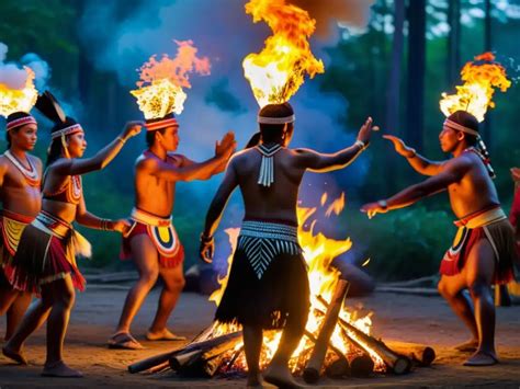Ilustración de un ritual tribal de iniciación.