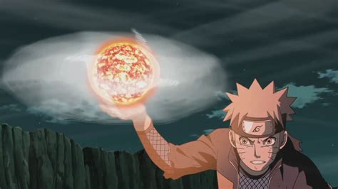 Naruto Uzumaki lanzando un Rasenshuriken