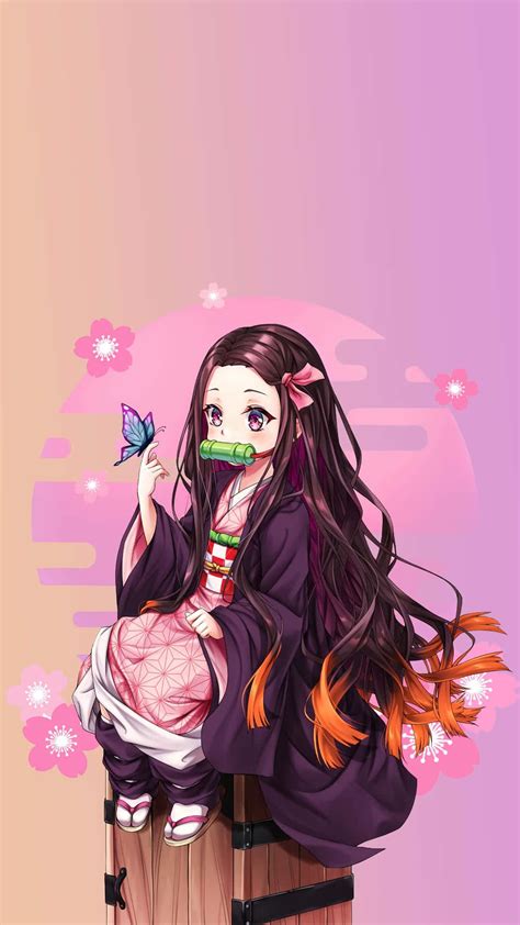 Nezuko Kamado en un fondo