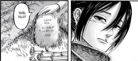 Mikasa llorando junto a la tumba de Eren