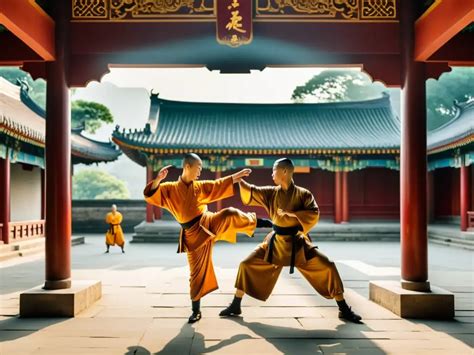Monjes Shaolin practicando Kung Fu