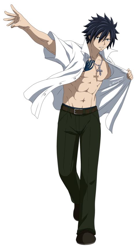 Gray Fullbuster en pose de combate con magia de hielo
