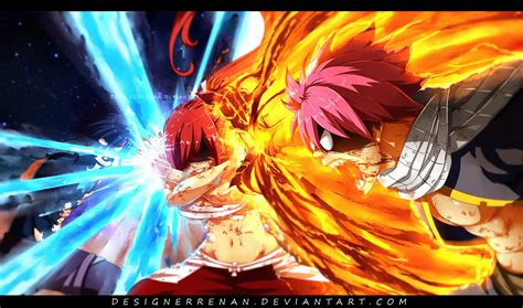 Erza esquivando un ataque de Natsu