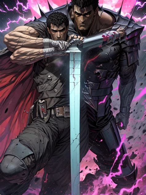 Ilustración de Guts blandiendo su gran espada.