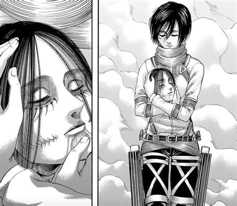 Ilustración de Mikasa con la cabeza de Eren
