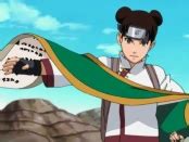 Tenten utilizando sus pergaminos en combate