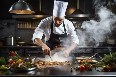 Un cocinero preparando comida
