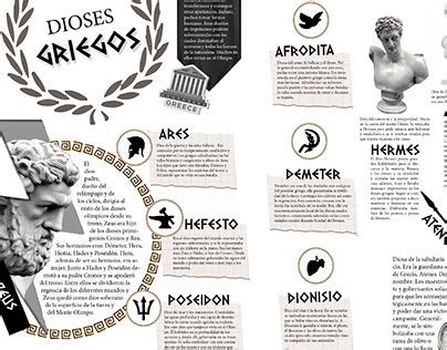 Infografía comparativa de dioses griegos y sus roles modernos