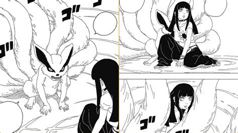 Kurama renacido como un pequeño Kuramita junto a Himawari