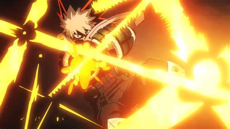 Katsuki Bakugo en acción con su Quirk de Explosión
