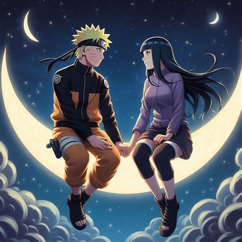 Escena de Naruto y Hinata hablando bajo la luna