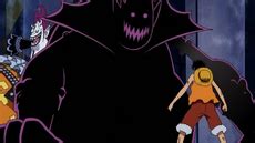 Gecko Moria implantando la sombra de Luffy en Oars