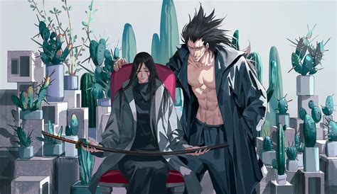 Retsu Unohana y Kenpachi Zaraki preparándose para luchar
