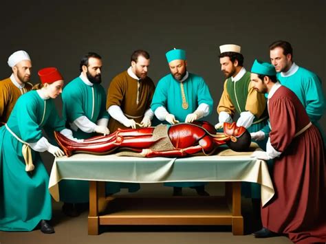 Recreación de una disección anatómica en el Renacimiento