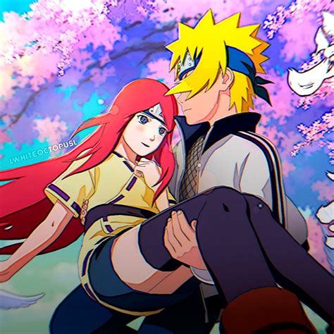 Minato y Kushina compartiendo un momento tierno