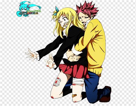 Natsu y Lucy compartiendo un momento tierno