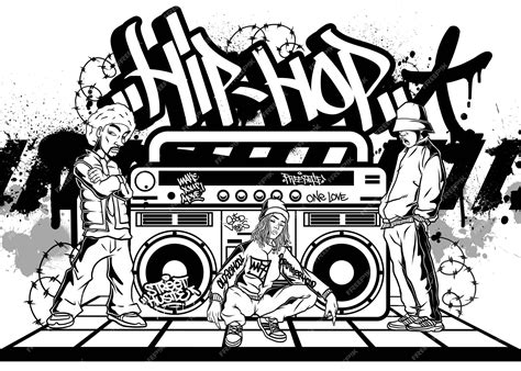 Ilustración de un micrófono y un graffiti, simbolizando el hip hop y el freestyle.