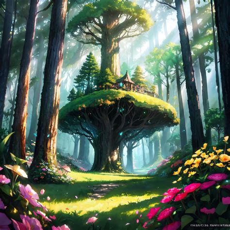 Ilustración de un mundo de fantasía con magia