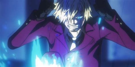 Sanji atacando con una patada en llamas