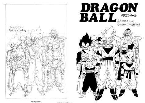 Boceto de Akira Toriyama con personajes de Dragon Ball
