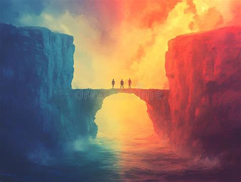 Dos figuras contrastantes en un paisaje montañoso