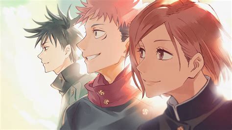 Los tres protagonistas de Jujutsu Kaisen: Yuji, Megumi y Nobara