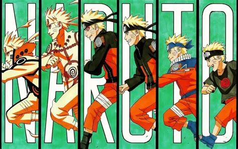 Tabla comparativa de la evolución de Naruto a lo largo de las diferentes sagas.