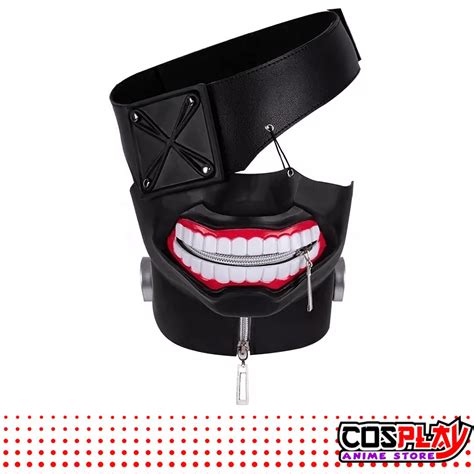 Detalle del parche de piel sintética de la máscara de Ken Kaneki