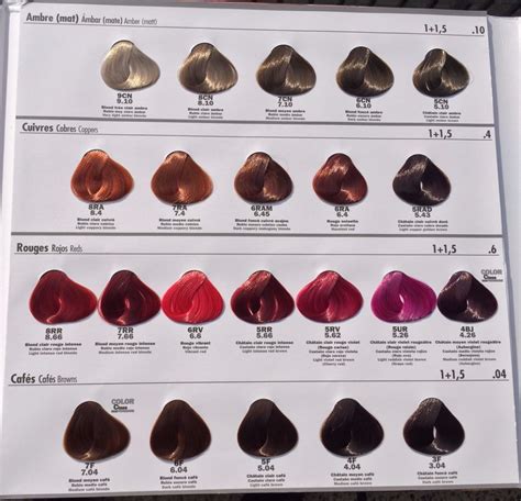 Paleta de colores de tintes profesionales para cabello