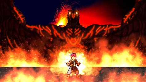 Natsu usando sus llamas de la emoción contra Totomaru