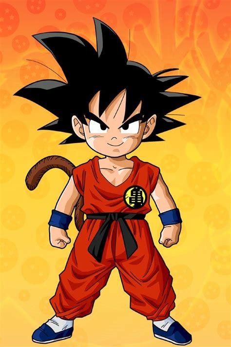 Ilustración de Goku de niño y de adulto
