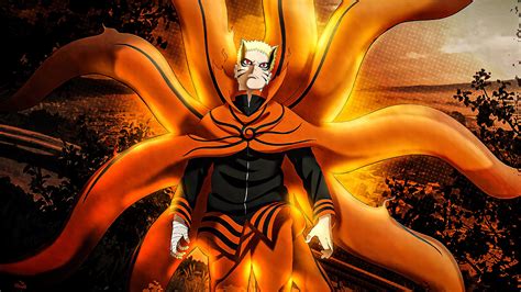 Ilustración de Naruto utilizando el Modo Barión