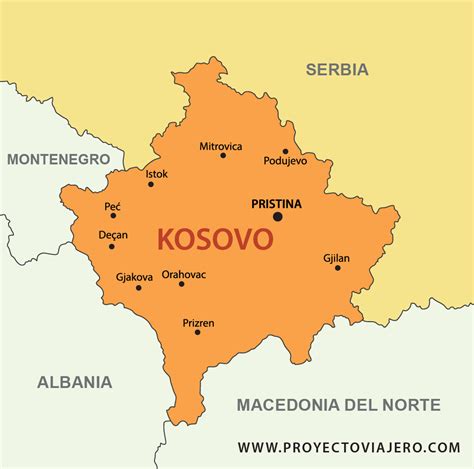 Imagen de un mapa de Kosovo con la ubicación de Pec destacada.