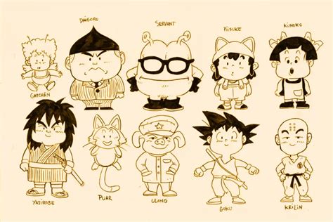 Diseños de personajes de Akira Toriyama para la serie Dragon Quest