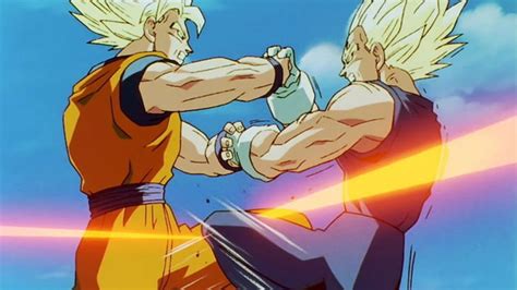 Vegeta y Goku en un combate intenso como Majin Vegeta