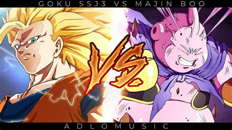 Goku en Super Saiyan 3 contra Majin Boo
