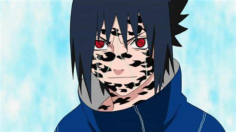Ilustración de Sasuke Uchiha con el Sello Maldito del Cielo activado