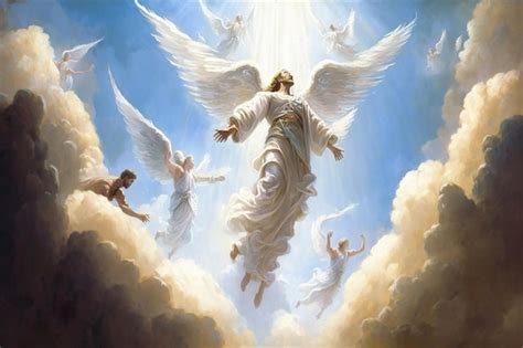 pareja de ángeles en un entorno celestial