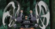 Mecha-Naruto mostrando su arsenal de armas
