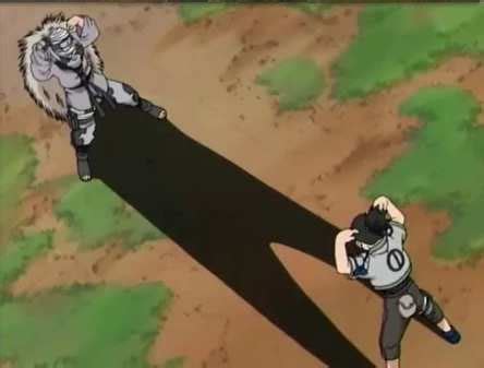 Shikamaru utilizando su Jutsu de Posesión de Sombra