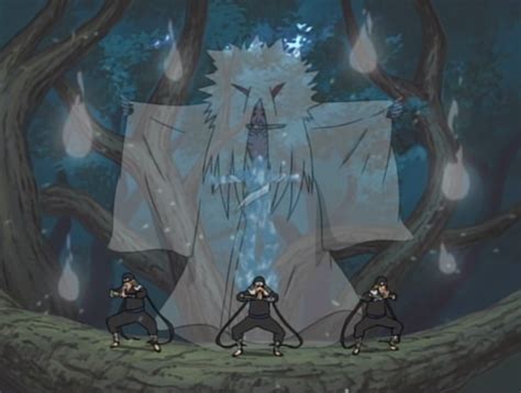 Hiruzen utilizando el Sello de la Parca