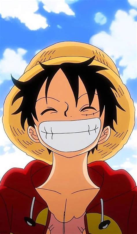 Expresión facial de Luffy con sonrisa