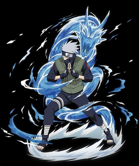 Kakashi Hatake usando el Jutsu Dragón de Agua