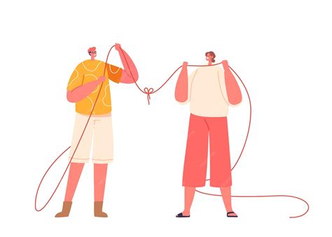 Ilustración de un hilo rojo conectando dos figuras