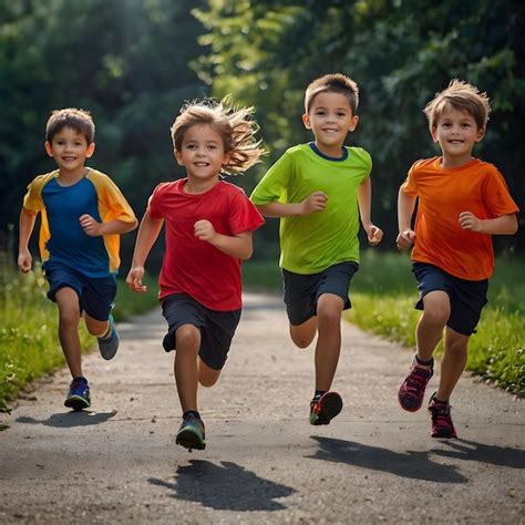 Niños jugando y corriendo con energía