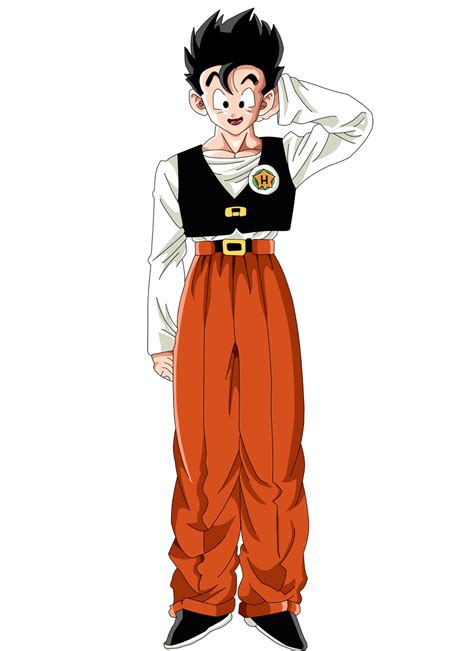 Son Gohan en uniforme escolar jugando béisbol