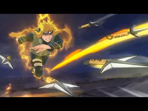 Minato Namikaze usando la técnica del Dios Trueno Volador