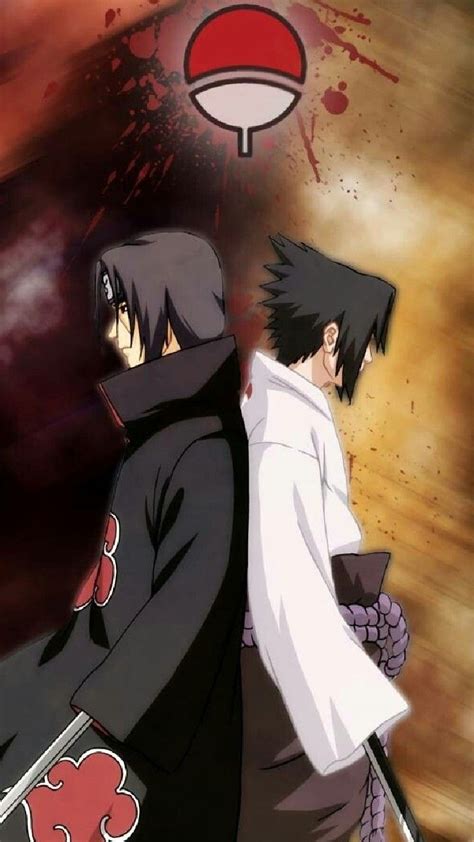 Silueta de Itachi y Sasuke luchando