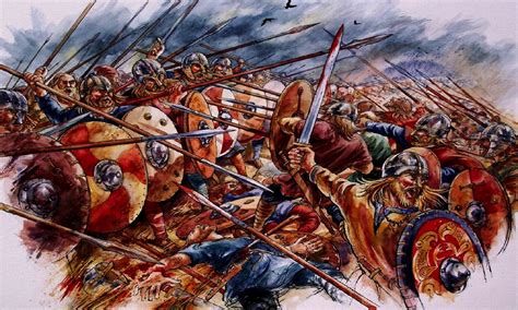 Ilustración de guerreros vikingos en trance de batalla